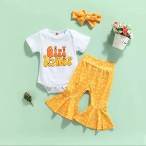 GIRL POWER ! BABY GIRL CLOTHES LETTER SHORT SLEEVE ROMPER TOPS FLORAL pants